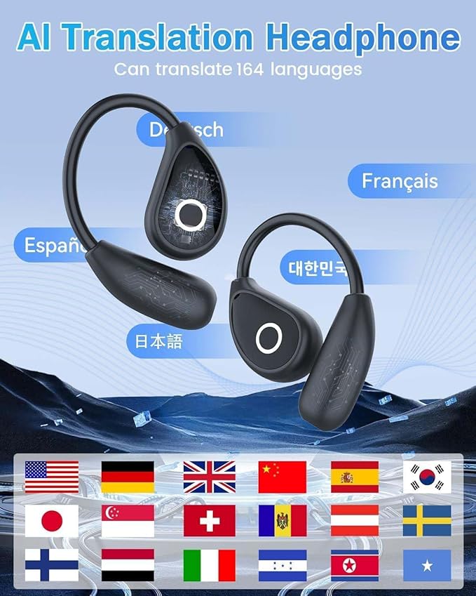 Auriculares Traductores MONODEAL AI – Traducción en Tiempo Real en 164 Idiomas, Pantalla LCD y Sonido Óseo - Image 3